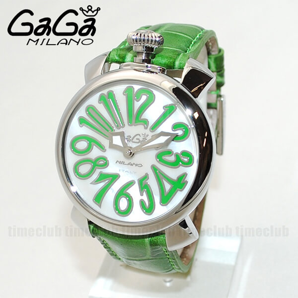 GaGa MILANO （ガガミラノ） 時計 腕時計 MANUALE マニュアーレ マヌアーレ 40mm グリーン レザー/ホワイトシェル/シルバー 5020.12
